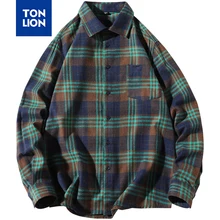 TONLION Safari Style Mens Plaid Shirts Long Sleeve Coffee Grid Shirt for Man Fashion 2020 Casual Men Shirts Classic Spring Tops Shirts TONLION Safari Style Mens Plaid Shirts Long Sleeve Coffee Grid Shirt for Man Fashion 2020 Casual Men Shirts Classic Spring Tops Shirts