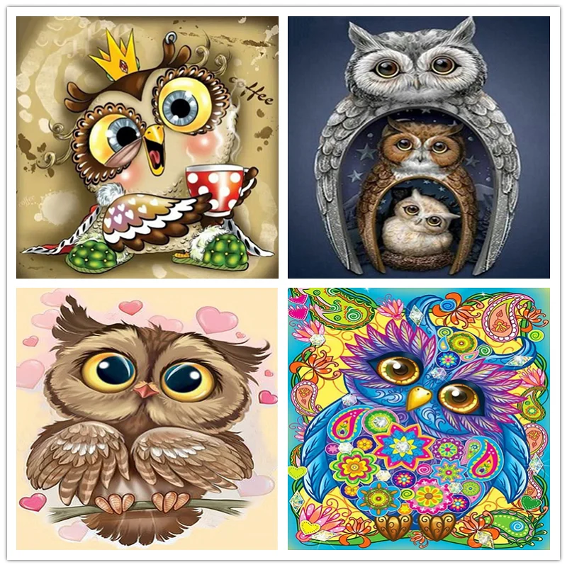 LUOVIZEM DIY 5D Diamond Painting Lovely Owl Full Square/Round Drill Animal Mosaic Embroidery Cross Stitch Home Decor | Дом и сад