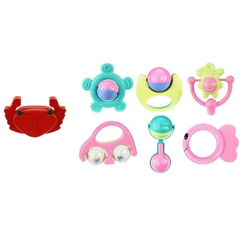 

6 Sets of Baby Teether Rattle Baby Rattle Newborn Baby 0-1 Educational Toys Rattle Suit Combination with Magnet Cut Toy Magnetic