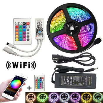 

LED Strip 5050 IP30/IP65 Waterproof RGB LED Light Flexible 5M Remote Controller Adapter Lighting Set SMD DC12V 60LEDs/M Led Tape