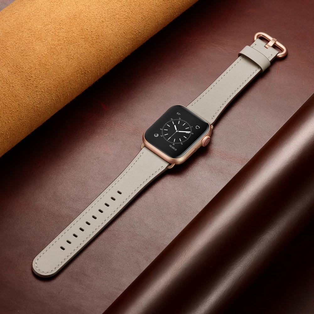 Совместим с Apple Watch series 5 4, ремешок из натуральной кожи 40 мм, 44 мм, ремешок для часов, браслет для iwatch 38 мм, 42 мм, ремешок на запястье