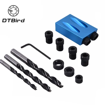 

14PCS 15 Angle Woodworking Guide Positioner Kit 6/8/10MM Oblique Hole Locator Positioner Drilling Bits Jig Clamp Woodworking Kit