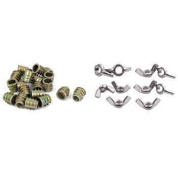 

30 Pcs Screw in Thread Insert Nuts-10 Pcs Butterfly Type Nuts & 20 Pcs T-Type Insert Nut