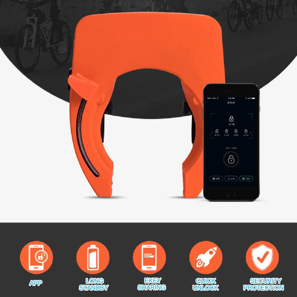 Keyless Bluetooth APP intelligent Bike Lock, smart phone access Anti Theft Alert and Waterproof for personal, family or school