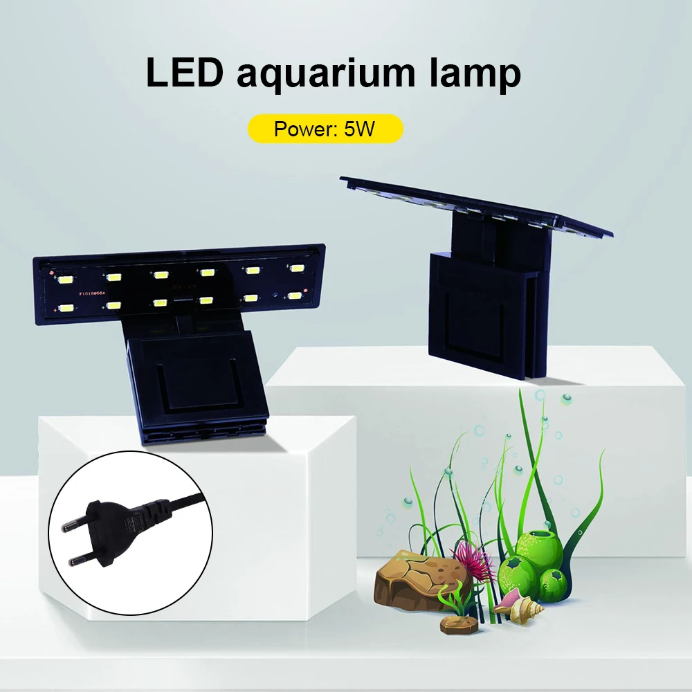 Luz LED para acuario, iluminación de plantas acuáticas con enchufe europeo, resistente al agua, con Clip de ahorro de energía, decoración de iluminación