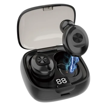 ワイヤレスイヤホンのbluetooth 5.1イヤホン真のワイヤレススポーツイヤフォンを充電ケース低音キャンセルイヤホン
