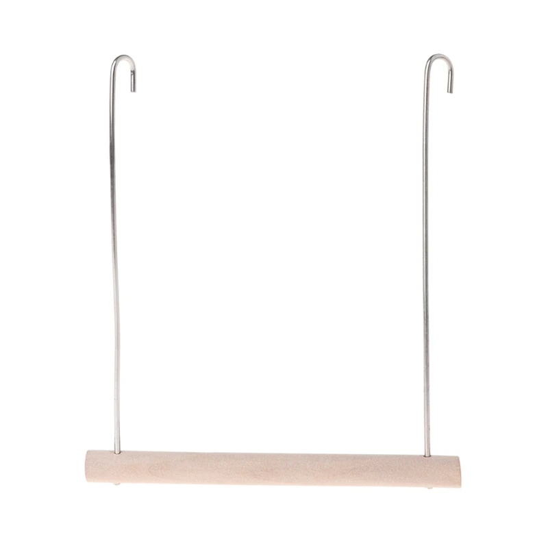 Natural Wooden Birds Perch Parrots Hanging Swing Cage Pendant Toys Stand Holder