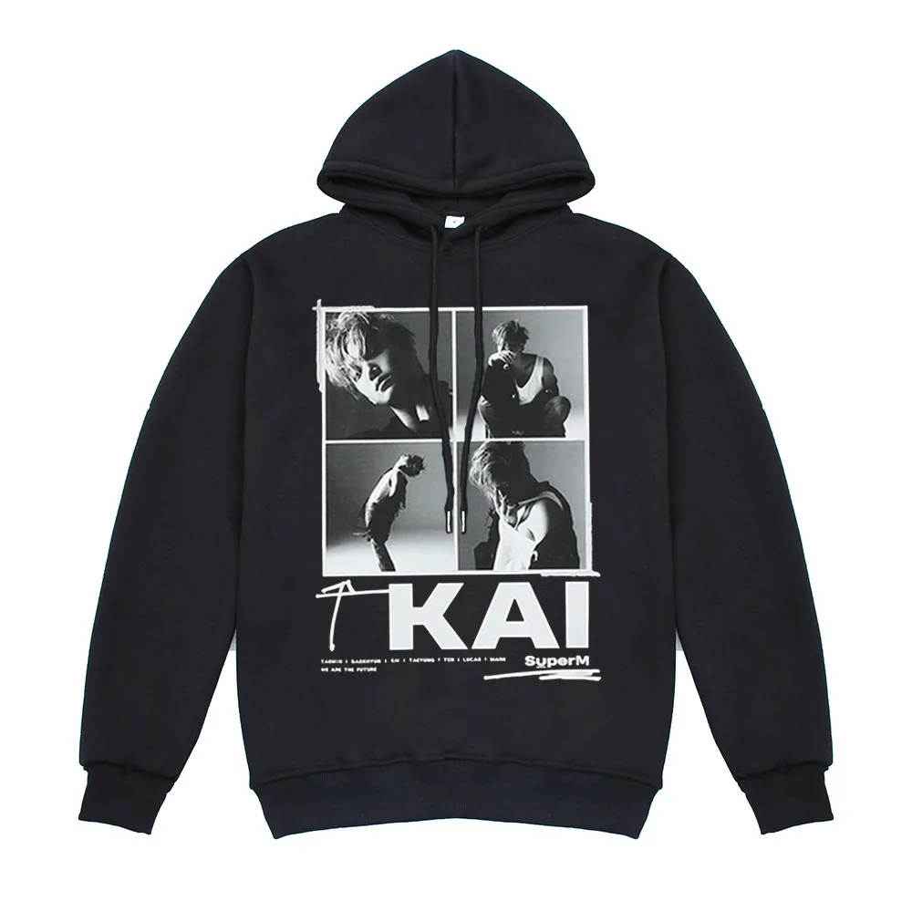 KAI K-pop, суперм, официальный стиль, поддерживающие толстые толстовки, Kpop TAEYONG KAI BAEKHYUN TAEMIN LUCAS MARK TEN, толстовки с капюшоном - Цвет: KAI