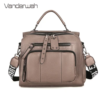 

2020 Women Backpack Female Casual Multifunction School Bag Designer Soft Leather Shoulder Bags Women Travel Backpack mochila