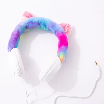 

JINSERTA Wired Kids Headphone Cute Shiny Cat Ear Earphone Foldable Music Headset for Mobile Phone PC Boys&Girls Gift