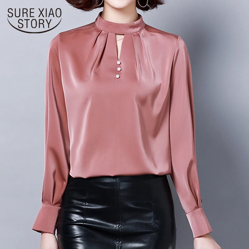 

ladies tops and blouses 2019 autumn women plus size shirt long sleeve chiffon solid Office Lady ladies top black shirt 6013 50