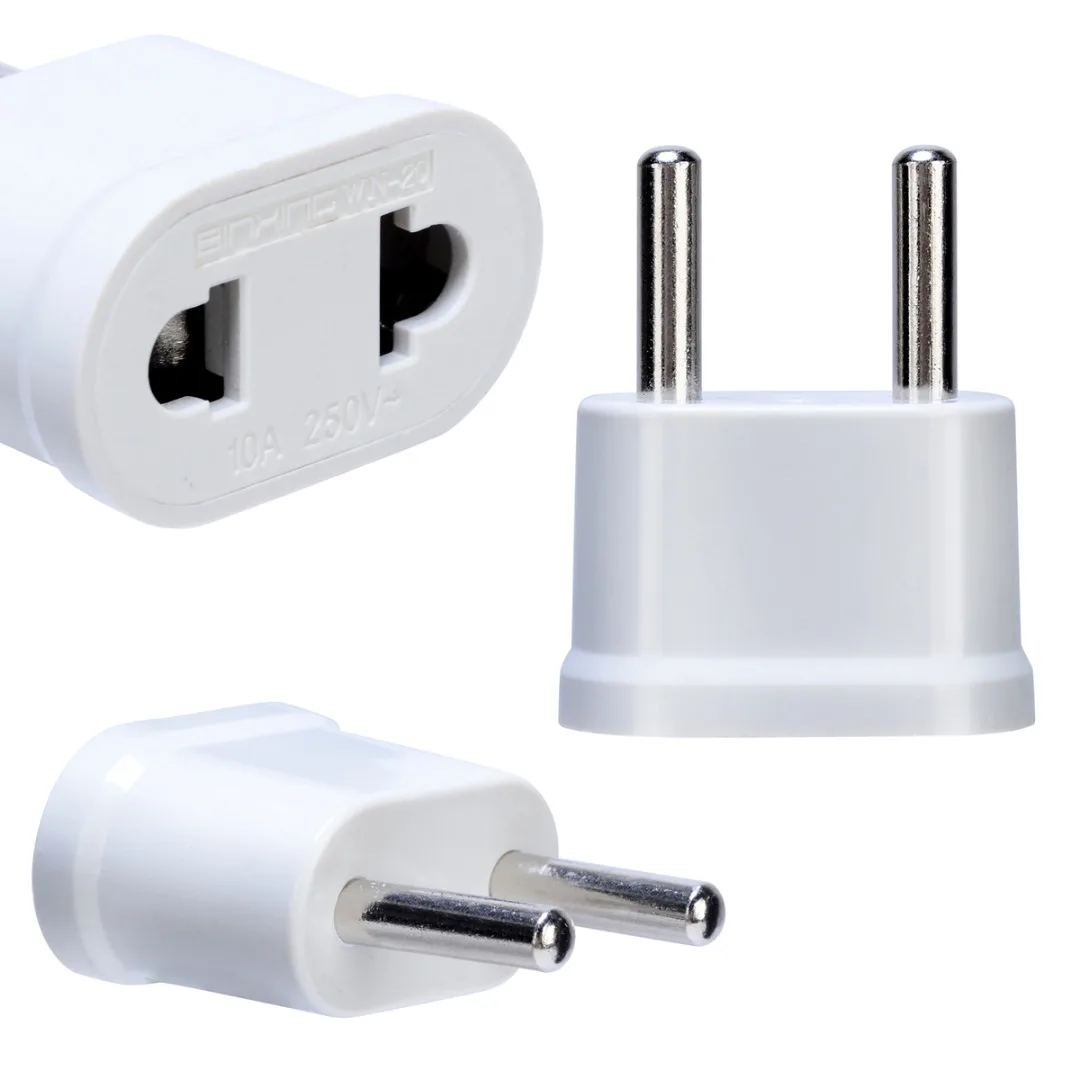 

Newest US to EU Power Plug Adapter Converter White Power Cord Charger Sockets Travel Electric Plug Charger