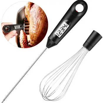 

New 2 in 1 Kitchen Whisk Digital Meat Food Milk Thermometer Egg Beater Cooking Tool BBQ Electronic Oven Kitchen Tools