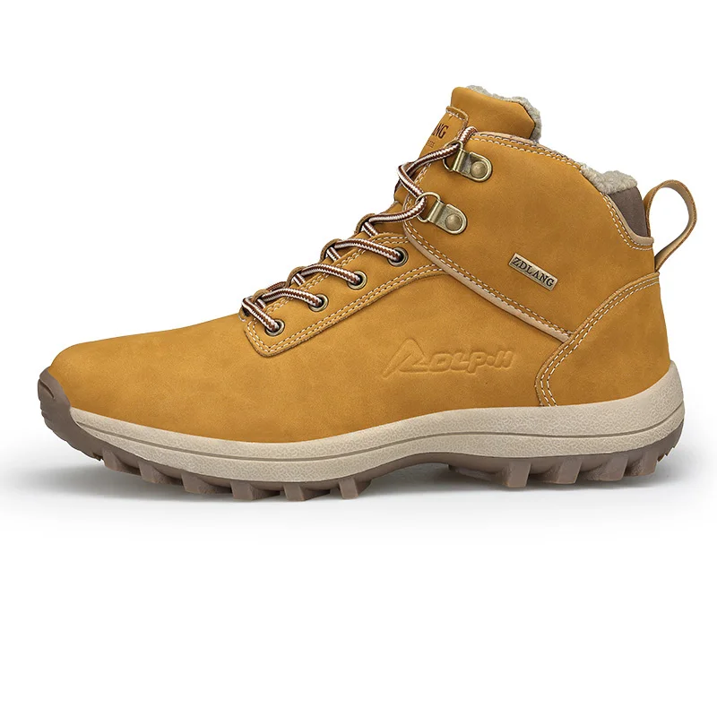 

Puimentiua Winter Warm Men Boots PU Leather Fur Men Plus Men Snow Boots Handmade Waterproof Working Ankle Boots Top Men Shoes