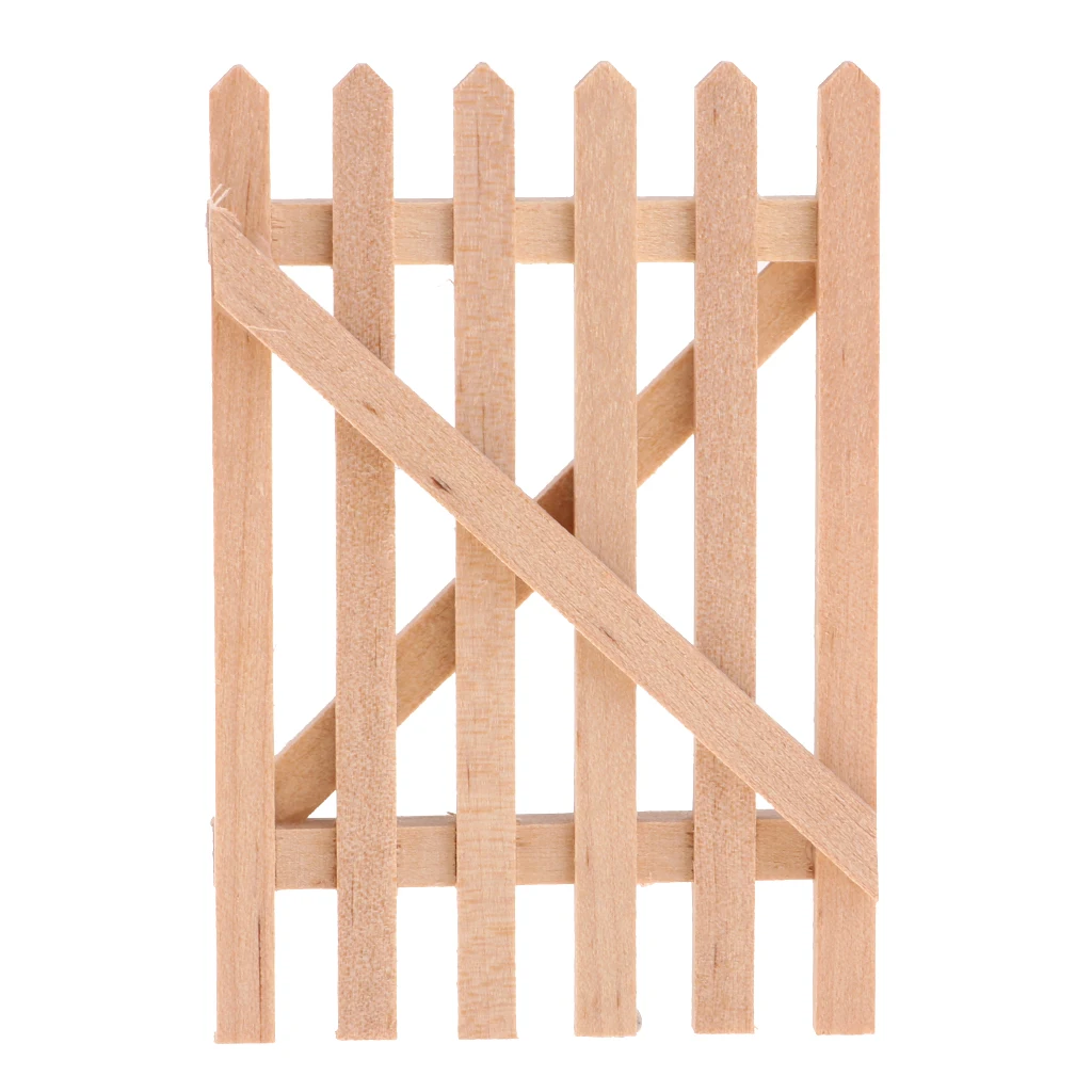 Unpainted 1/12 Dolls House Miniature Wooden Barrier Fence Gate Model DIY Accessories Collections