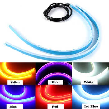 

2PC Flowing Cars DRL LED Daytime Running Lights Turn Signal Guide Brake Eyebrow Light Bulbs Strip for Auto Headlight Accessories