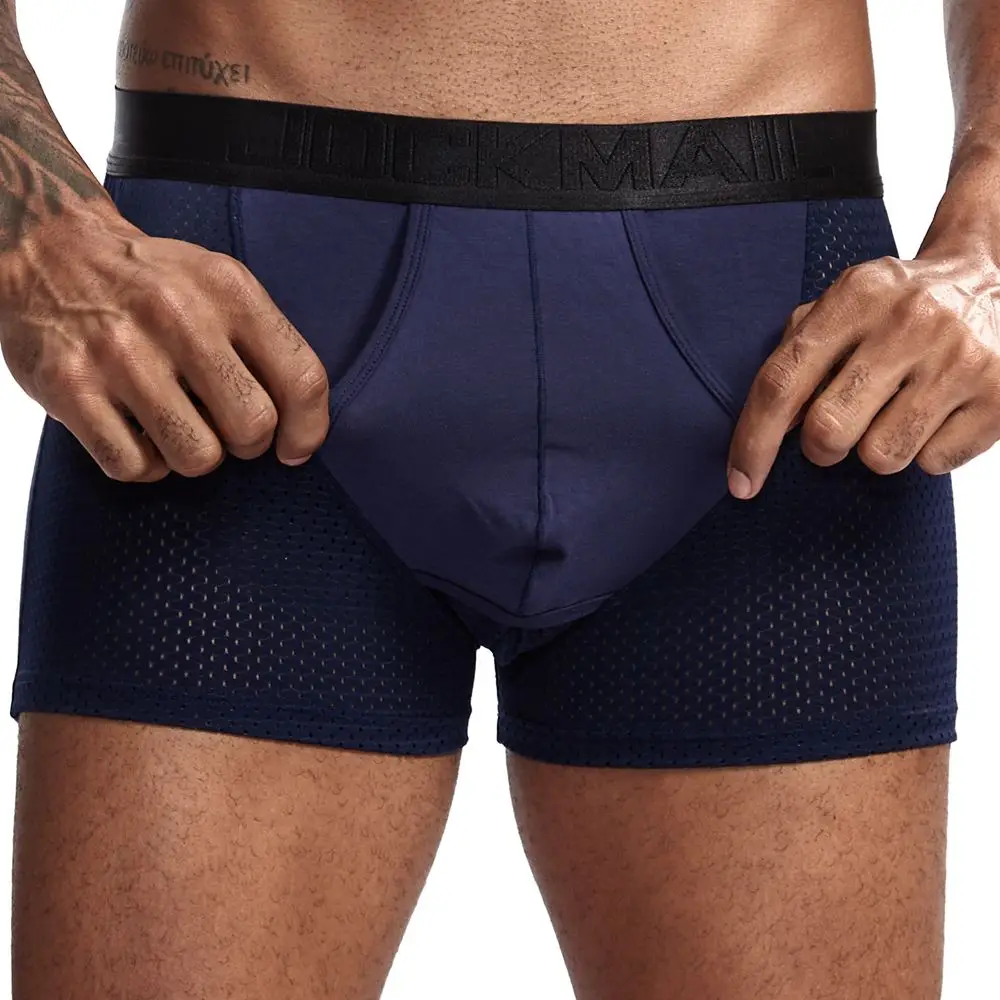JOCKMAIL сексуальное мужское нижнее белье; трусы-боксеры, шорты из сетчатой ткани, боксеры из лакированной кожи, мужские боксеры, мужские трусы-боксеры, мужские трусы для геев, calzoncillos