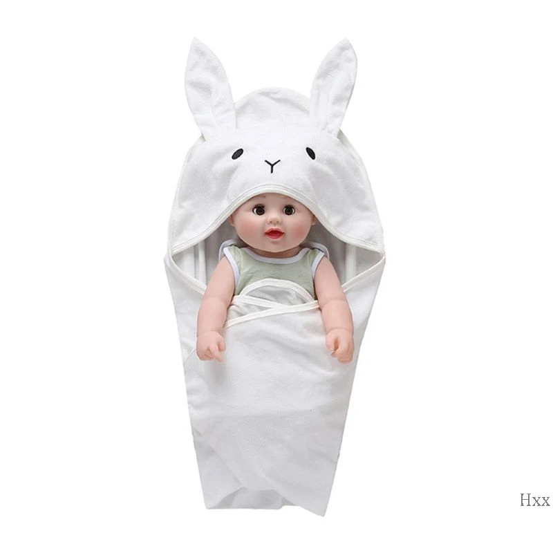 Новый детский спальный мешок с милыми мультяшными кроличьими ушками, Осенний теплый новорожденный, вязаная коляска, пеленать, обернуть