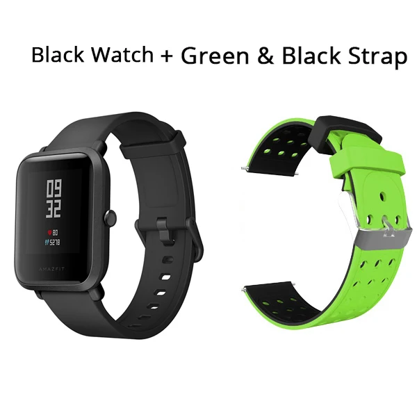 Английская версия Huami Amazfit Bip умные часы gps Gloness умные часы Bluetooth часы 45 дней в режиме ожидания IP68 - Цвет: Black and green