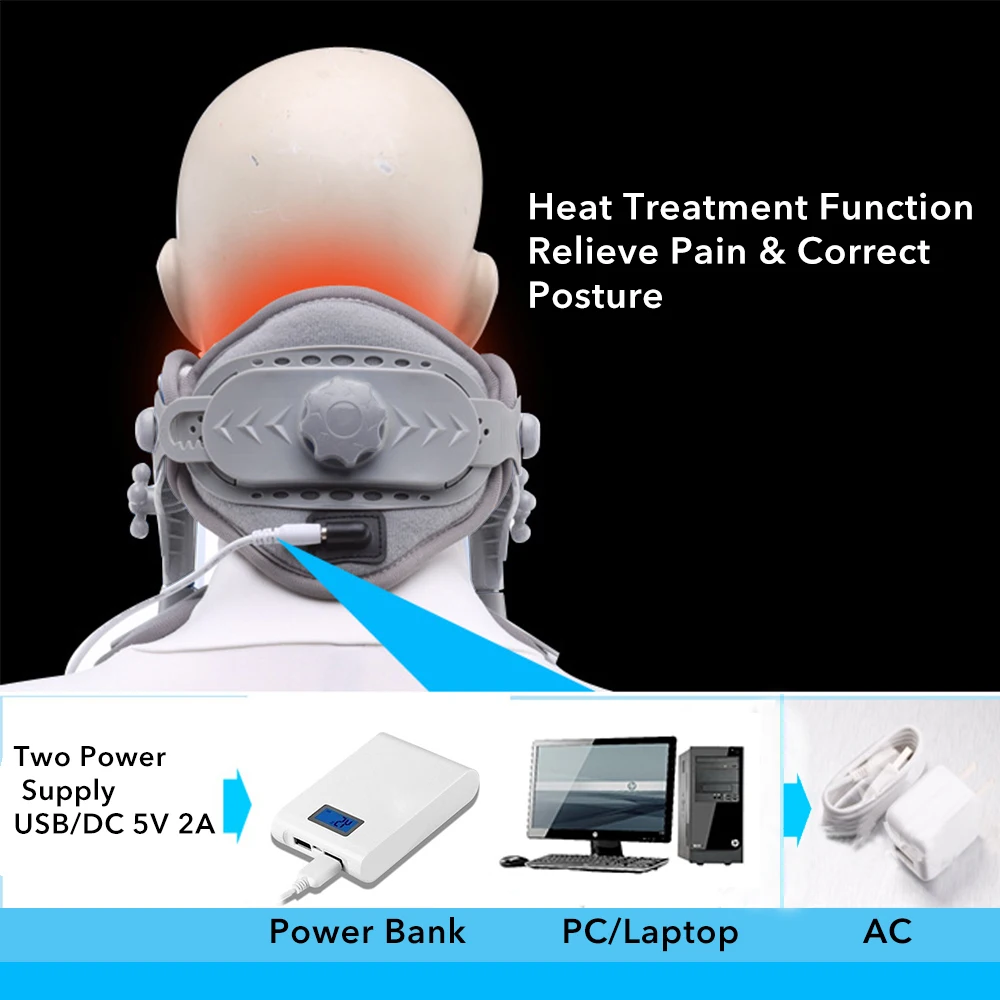 pescoço tração colar cervical coluna massageador tratamento térmico cuidados de saúde