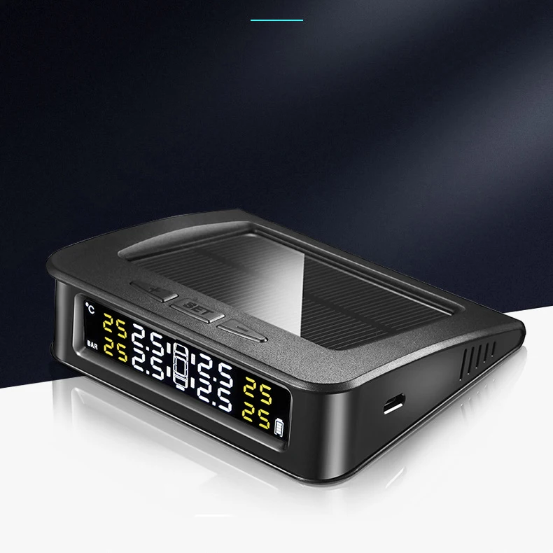 

Car Tire Safety Alarm System, TPMS, Tire Pressure Monitoring System, Solar Energy, Digital LCD Display External Buzzer Alarm