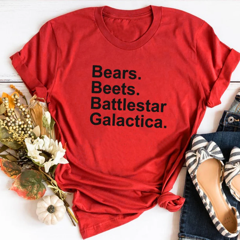 

Bears Beets Tshirt Pink Womens 2020 Vintage 90S Women Tee Tops Plus Size Letter Funny t Shirts Punk