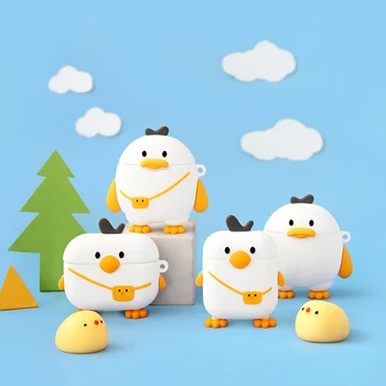 

2020 New Cute Duck Airpods2 Protective Sleeve Cartoon Silicone Apple Wireless Bluetooth Headset Por3 Softshell Shockproof Sleeve