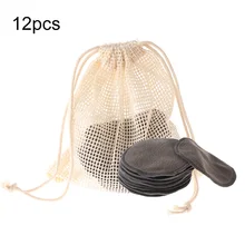 12 шт., для макияжа лица и глаз, удаляющий ватный диск, многоразовые, из бамбукового волокна, моющиеся, круглые подушечки, инструмент для очищения кожи, портативный, Maquiagem