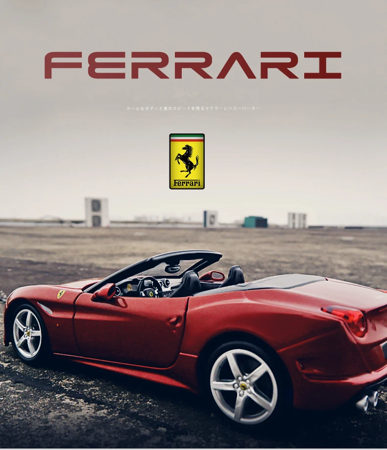 

Bburago 1:24 FERRARI California T Dark red convertible supercar simulation alloy car model Collect gifts toy