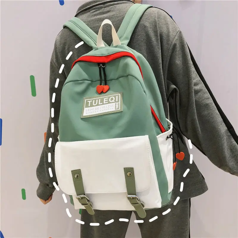 

Patchwork School Bags for Teenage Girls Backpack Women Bag School Lightweight Nylon Solid Student Bookbags Female Teen Schoolbag