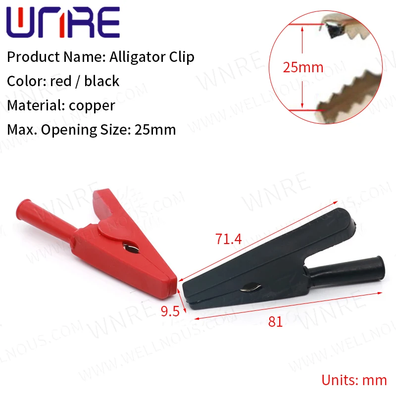 1 Pair Black Red Soft Plastic Coated Testing Probe Metal Mini Alligator Test Clips Crocodile Electrical Clamp