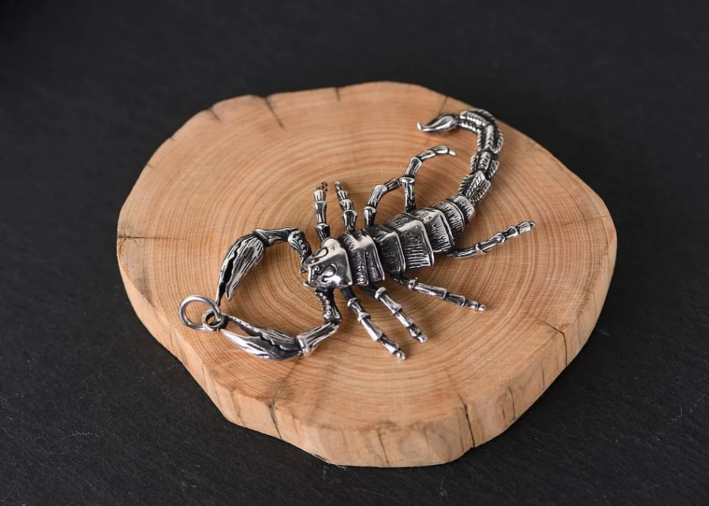 Настоящее серебро 925 проба скорпион подвески с изображениями животных для мужчин винтажный тайский серебристый кулон ювелирные аксессуары без цепи