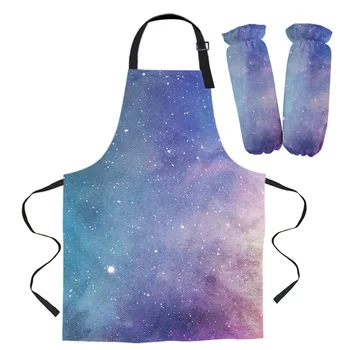 

Colorful Galaxies In The Sky Apron Cuff Oven Mitts Woman Kid Bibs Home Cooking Baking Coffee Shop Cleaning Kitchen Accessories