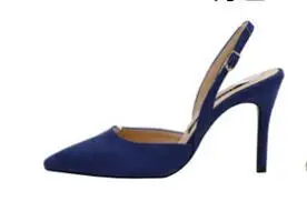 Dark blue 6cm QSR/туфли-лодочки Новые весенние туфли на высоком каблуке 6 см/8 см с острым носком; модные пикантные замшевые босоножки с пряжкой на полой подошве - Цвет: Dark blue 6cm