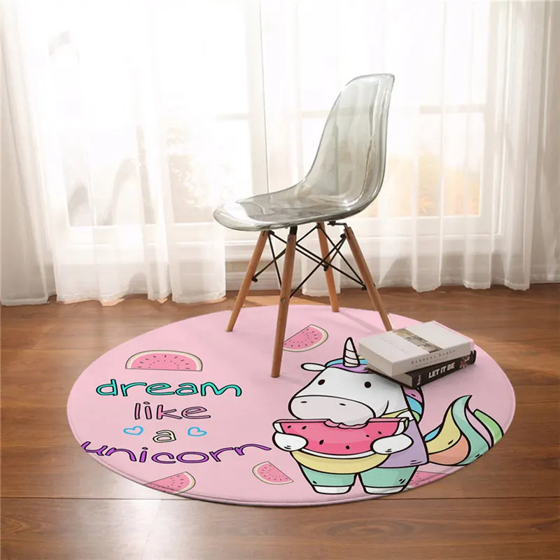 Unicorn - 3 Постельные принадлежности Outlet Радуга Единорог спальня ковры мультфильм круглый уголок ковер для гостиной цветочный девчачий пол коврик игровой коврик 150 см - Цвет: Unicorn - 3