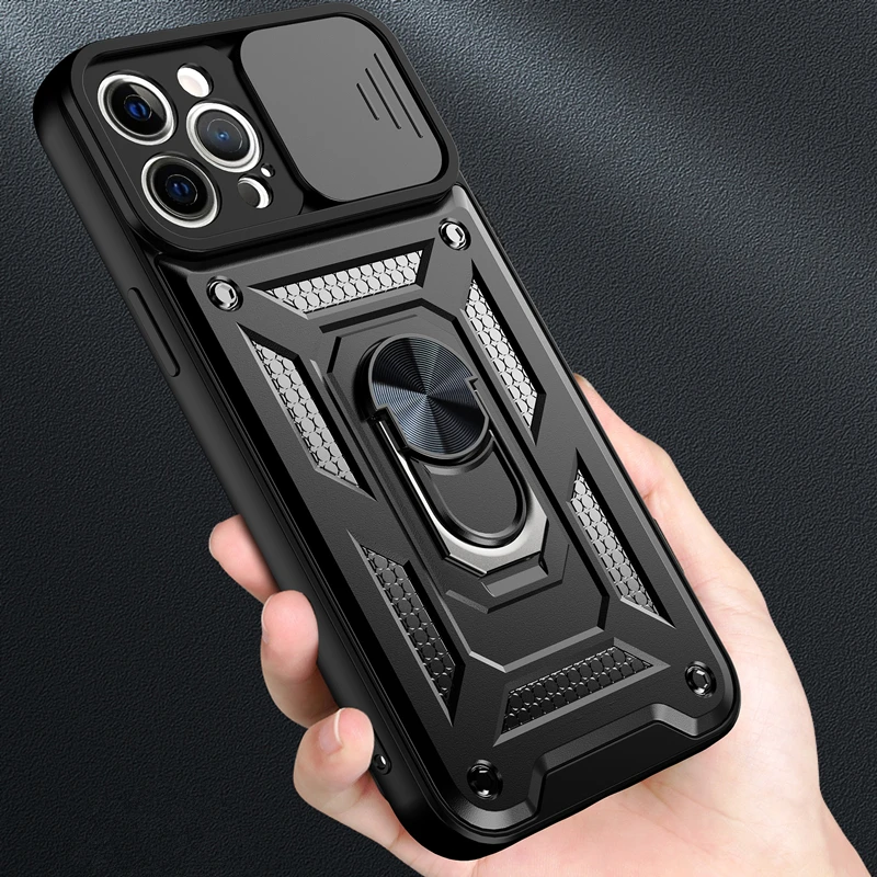 

Slide Camera Lens Protect Phone Case for iPhone 13 11 12 Pro Max Mini XS Max XR X 7 8 Plus SE Military Grade Bumpers Armor Cover