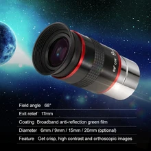 1,25 дюймов 68 градусов широкоугольный окуляр планетарный глаз объектив астрономический телескоп окуляр 6 мм/9 мм/15 мм/20 мм