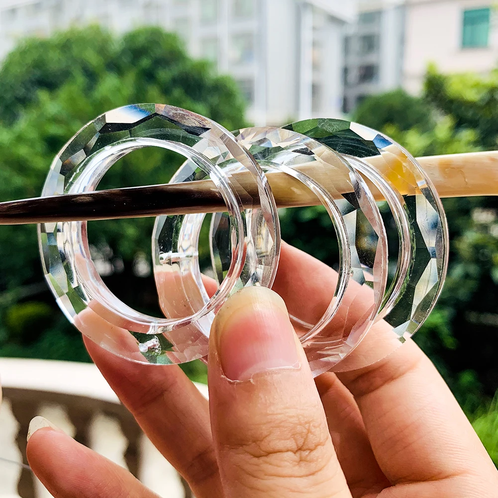 50MM Clear Ring Circle Crystals Pendants 2PCS Glass Suncatcher Chandelier Crystals Prisms Parts Drops Light Ring Accessories crystal sun catcher chandelier crystal drops