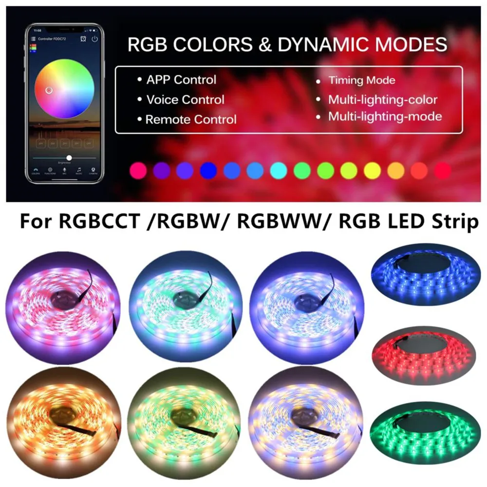 DC12V RGBW/RGBWW Wifi LED Controller With IR 24Key Remote Control  5 pin link For RGBW LED Strip Lights