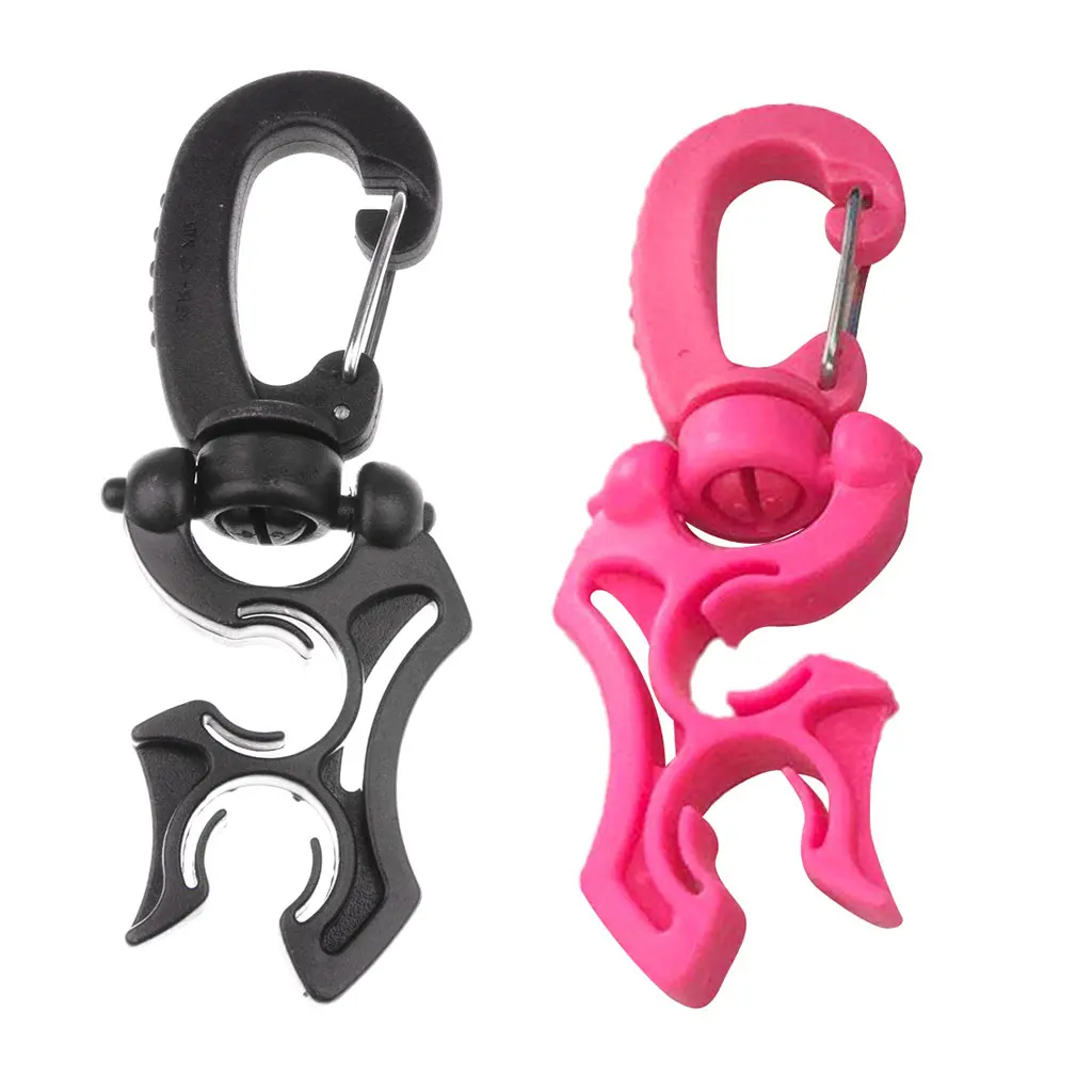 

MagiDeal 2x Scuba Dive Double BCD Hose Holder with Swivel & Fold Snap Clip Swimming Diving Pool Accessories