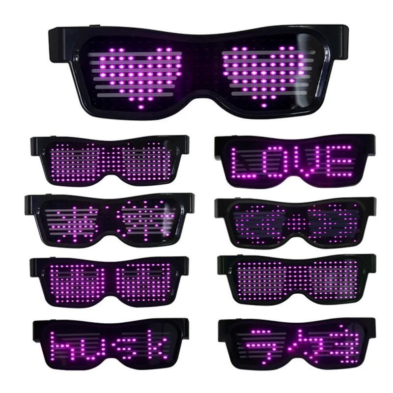 Best DIY Led Party Glasses Shield Luminous Glasses Magic Bluetooth USB Charge Multi lingual Quick Flash Led Bluetooth Light Glasses