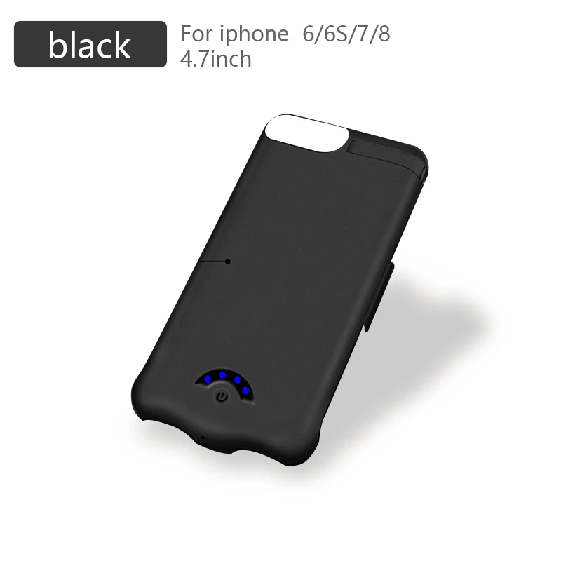 Black for 6 6s 7 8 10000 мА/ч, ультра тонкий Батарея чехол для iPhone 6 6s 7 8 Мощность внешний аккумулятор запасного Батарея для iPhone 6 6s 7 8 Plus для iPhone X чехол для телефона - Color: Black for 6 6s 7 8