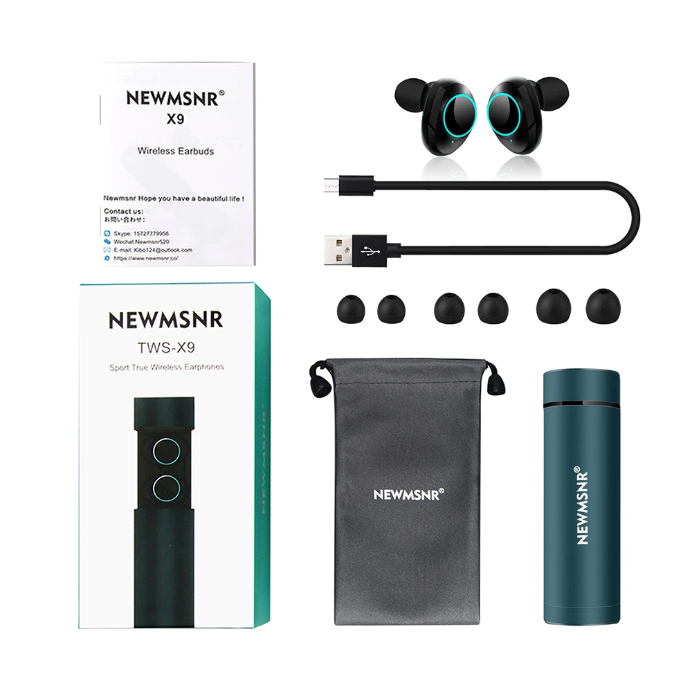 Newmsnr X9 TWS HD стерео наушники беспроводные наушники, bluetooth 5,0 IPX7 водонепроницаемый шумоподавление Голосовое управление