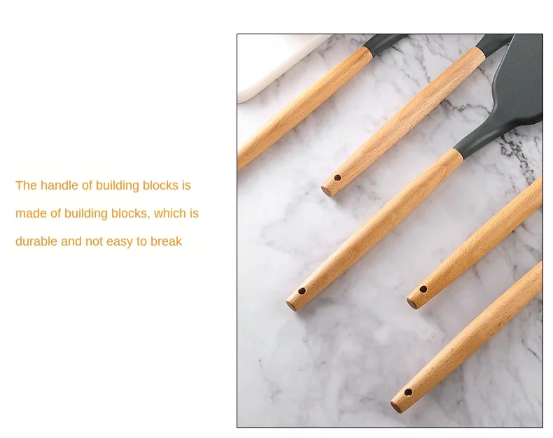 Cooking Tools Wood Handel Silicone Kitchenware Utensils Resistant Non-Stick Cooking Utensils Kitchen Accessories Supplies 9 Cooking Tools Wood Handel Silicone Kitchenware Utensils Resistant Non-Stick Cooking Utensils Kitchen Accessories Supplies