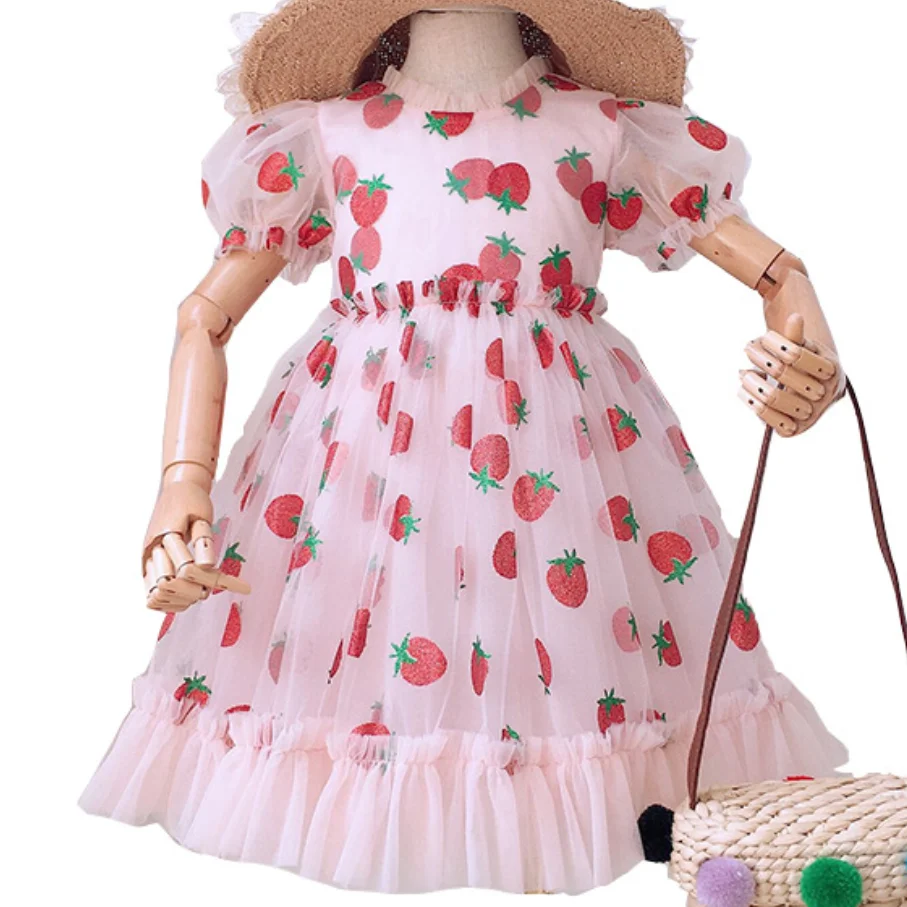 red colour net frock
