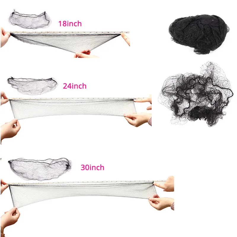 Hair Nets Disposable Nylon Hair Net For Bun 10Mm Hole Hairnets With Elastic Lines For Wigs 6 Sizes Black Hair Bun Net Dancing Sports
