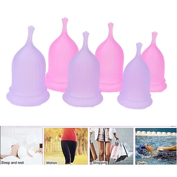 

3PCS Menstrual Cup Medical Grade Soft Silicone Moon Lady Period Hygiene Reusable