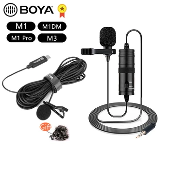 

BOYA BY-M1 M1DM 6M Cable Clip-on Lavalier Audio Microphone 3.5mm Collar Condenser Lapel Mic for recording DSLR Cameras interview