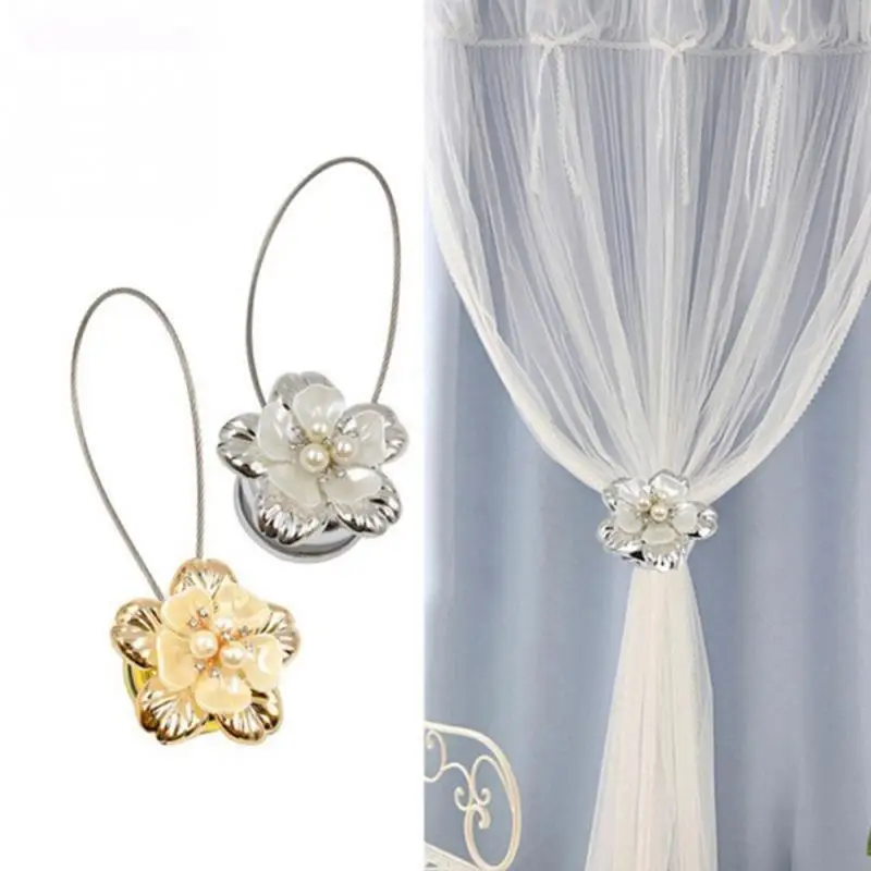 1pcs Gold Silver Flower Wire Curtains Tieback Magnet Buckle Magnetic Window Screening Holder Belt Curtain Accessories | Дом и сад