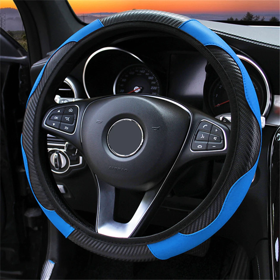 Universal Leather Car Steering Wheel Cover For Peugeot 108 206 207 208 301 307 308 407 2008 3008 4008 508 Anti-Slip Dust-proof steering wheel cover